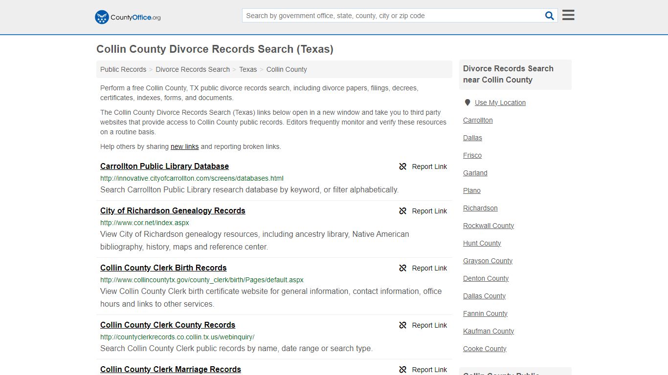 Collin County Divorce Records Search (Texas) - County Office